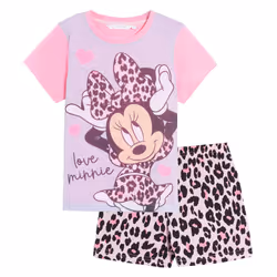 Girls Minnie Mouse Short Pyjamas Disney Kids Shortie Pjs 2 Piece Nightwear Set - 3-4 Years