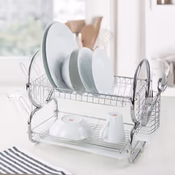 SQ Professional 2 Tier Dish Drainer with Drip Tray - Chrome