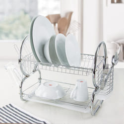 SQ Professional 2 Tier Dish Drainer with Drip Tray - Chrome