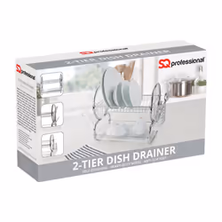 SQ Professional 2 Tier Dish Drainer with Drip Tray - Chrome