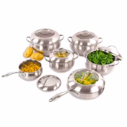 SQ Professional Lustro 6pc  Stainless Steel Cookware Set - Silver Apple