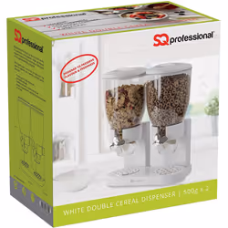 SQ Professional Double Cereal Dispenser 500g Cylinder X 2 - White