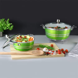 SQ Professional Metallic 5pc Die-Cast Non-Stick Stockpot Set - Emerald