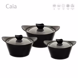 SQ Professional Caia 3pc Die-Cast Stockpot Set - Black