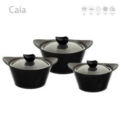 SQ Professional Caia 3pc Die-Cast Stockpot Set - Black