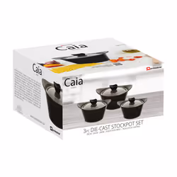 SQ Professional Caia 3pc Die-Cast Stockpot Set - Black