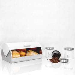 SQ Professional Dainty 4pc Bread Bin-Canisters Set - Silkwhite-White