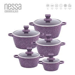 SQ Professional Nessa 5 pc Non-Stick Stockpot Set - Vizag - Purple