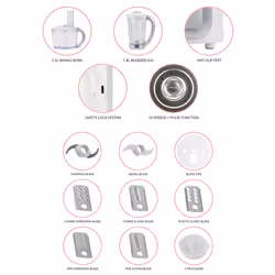 SQ Professional Blitz 2In1 Food Processor 700W Multifunction Blender - White