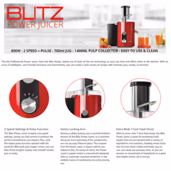 SQ Professional Blitz Power Juicer -  700ml Jug - 1400ml Pulp Collector - White