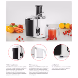 SQ Professional Blitz Power Juicer -  700ml Jug - 1400ml Pulp Collector - White