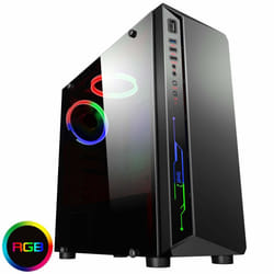 CiT Blitz PC Gaming Case, Mid-Tower ATX, RGB Lighting, Halo Single-Ring RGB Fan, Removable Dust Filter, RGB Case On a Budget | Black