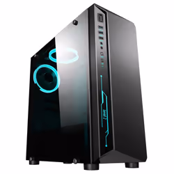 CiT Blitz PC Gaming Case, Mid-Tower ATX, RGB Lighting, Halo Single-Ring RGB Fan, Removable Dust Filter, RGB Case On a Budget | Black