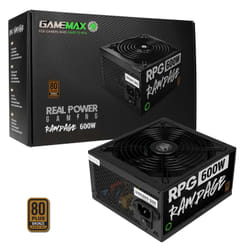GAMEMAX RPG Rampage 600W PSU. 140mm Ultra Silent Fan. 80 PLUS Bronze.