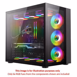 GAMEMAX Infinity Mid-Tower ATX PC Black Gaming Case Bundle With 6 x AR