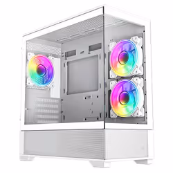 GAMEMAX Vista MW White MATX Case TG Front & Side 3 x ARGB Fans - G