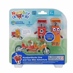 Numberblocks One and Two Bike Adventure Official Collectible Toys, Includes Numberblocks One and Two, Tandem Bike, Helmets, w ...