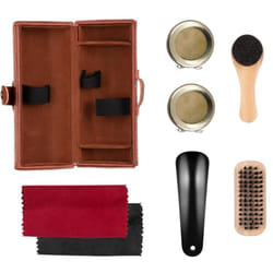 7pc Shoe Cleaning Care Kit Set Brown Black Leather