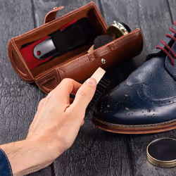 7pc Shoe Cleaning Care Kit Set Brown Black Leather