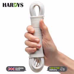 Heavy Duty Clothes Washing Line Steel Core Strong - White, 15M
