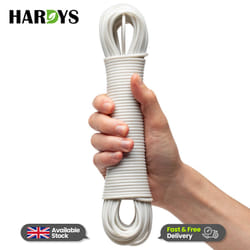 Heavy Duty Clothes Washing Line Steel Core Strong - White, 25M