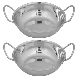 Stainless Steel Curry Balti Serving Dishes - 18cm, 2x Balti Dish