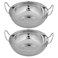 Stainless Steel Curry Balti Serving Dishes - 21cm, 2x Balti Dish