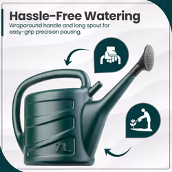 5L to 10L Watering Can with Detachable Rose Head - Green, 7L