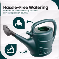 5L to 10L Watering Can with Detachable Rose Head - Green, 5L