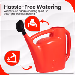 5L to 10L Watering Can with Detachable Rose Head - Red, 6L