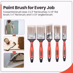 5pc Fine Paint Brush Set Soft Synthetic Bristles Painting Decorating
