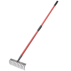 Carbon Steel Garden Rake for Soil, Lawn & Leaves