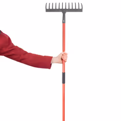 Carbon Steel Garden Rake for Soil, Lawn & Leaves