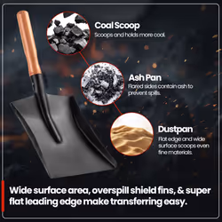 Black Metal Coal Shovel, Fireside, Garden Ash Pan