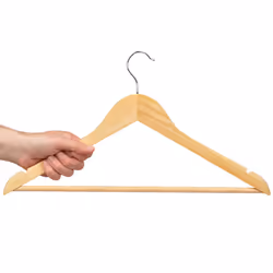 Slim Wooden Coat Hangers & Trouser Bar 20 Pack - Natural