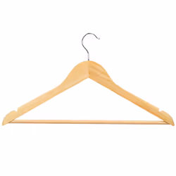 Slim Wooden Coat Hangers & Trouser Bar 20 Pack - Natural