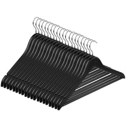 Slim Wooden Coat Hangers & Trouser Bar 20 Pack - Black