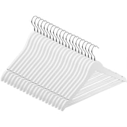 Slim Wooden Coat Hangers & Trouser Bar 20 Pack - White
