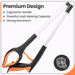 31" Folding Litter Picker Reacher Grabber Stick - Orange