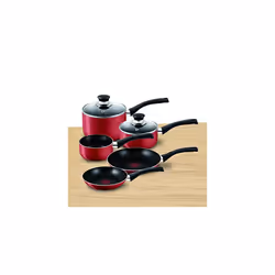 Tefal Bistro Aluminium Cookware Set, 5 Pieces - Red