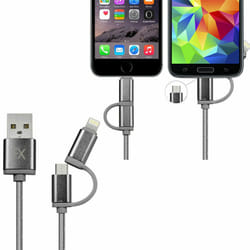FX 2 in 1 Micro USB Braided Charge & Sync Cable - Space Grey, 3m