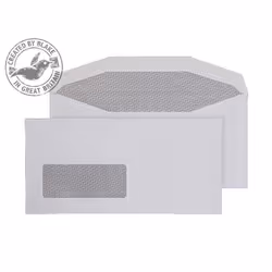 Blake White Window Gummed Mailing Wallet DL+ 114x235mm 90gsm (Pack 1000), DL+ (114 x 235 mm), White, 40 x 100 mm, 90 g/m², 23 ...