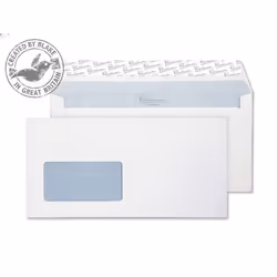 Blake Wallet Window Peel and Seal Ultra White Wove DL 120gsm (Pack 500), DL (110 x 220 mm), White, 35 x 90 mm, 120 g/m², 220 ...