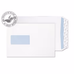 Blake Pocket Window Peel and Seal Ultra White Wove C5 120gsm (Pack 500), C5 (162 x 229 mm), White, 45 x 90 mm, 120 g/m², 229 ...