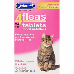 Johnsons Veterinary Products 4Fleas Tablets for Cats and Kittens, Pack of 3