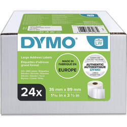 DYMO LW Large Address Labels, 36mm x 89mm, 24 Rolls of 130 Easy-Peel Labels (3120 Labels), Self-Adhesive, for LabelWriter Label Makers, Authentic