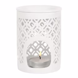 White Matte Lattice Cut Oil Burner