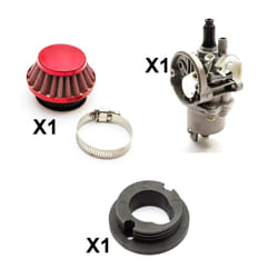 Mini Moto Pocket Bike Air Cooled 49cc Carburettor 44mm Red Air Filter + V-Stack