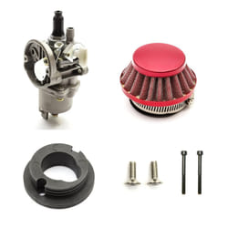 Mini Moto Air Cooled Red 44mm Air Filter + Carburettor + V-Stack Kit + Bolts