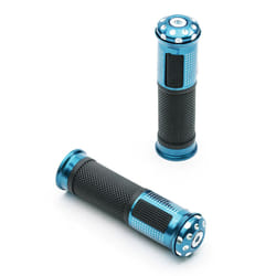 Motorcycle Handlebar Soft Grips 7/8 22mm Blue Alloy Bar End Weight Motorbike